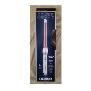 Conair Double Ceramic Beachy Waves 1 1/4"- 3/4" Wand Curling Iron NEW
